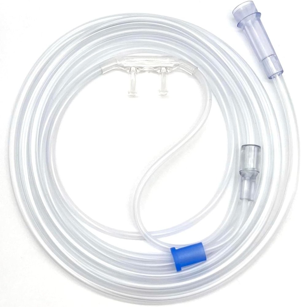 ResOne 4Ft Soft Adult Oxygen Nasal Cannula 1-Pack - Curved Prongs, Crush-Resistant Tubing - Nasal Tubes, Oxygen Concentrator Supplies - Soft Curved Nose Piece, Standard Size, Standard Flow 6 LPM