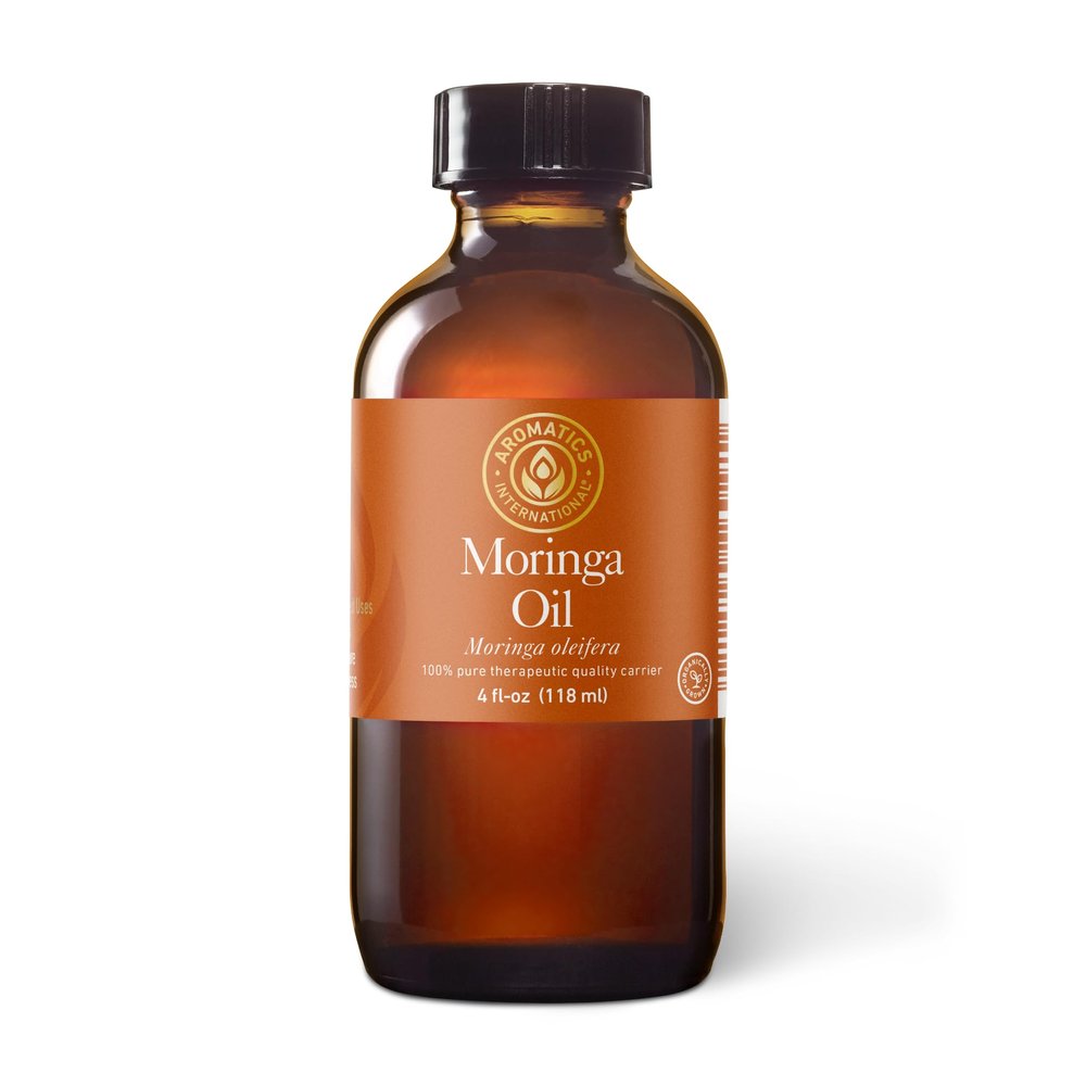 Aromatics International Moringa Oil 4 fl oz  Cold-Pressed Carrier Oil for Skincare, Hair Care, Massage, and DIY Beauty Blends 118 mL