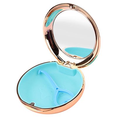 Milageto Retainer Case, Partial Mouth Guard Container, Retainer Case with Mirror, Oral Storage Case with Vent Hole, Champagne Gold, 8.7x2.7x8.7cm