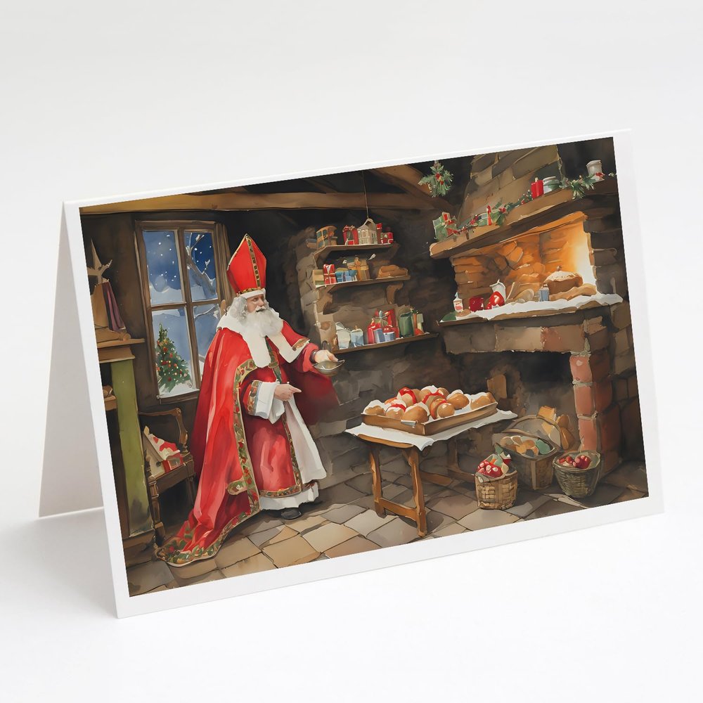 Caroline's Treasures DAC3317GCA7P Cookies with Santa Claus Sinterklaas Greeting Cards Pack of 8 Blank Cards with Envelopes Whimsical A7 Size 5x7 Blank Note Cards