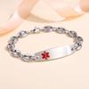 7.5 inch Medical Alert Bracelets for Women Stainless Steel Bean Link Medical id bracelets with Free custom engraving (Silver/TYPE 1 DIABETES) view 2