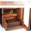 Cigar Humidor Cabinet Box, Slege Cigar Humidor, with Digital Hygrometer and 3-Layer Drawer, Cigar Humidor Humidifiers Lined, Cigar Humidor Case Holds Up to 100 Cigars view 3