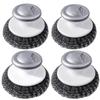 Stainless Steel Wool Scrubber with Handle, Heavy Duty Dish Scrubber, Steel Brush for Cleaning Pots, Pans, Grills, Sink (4 Pack) view 1