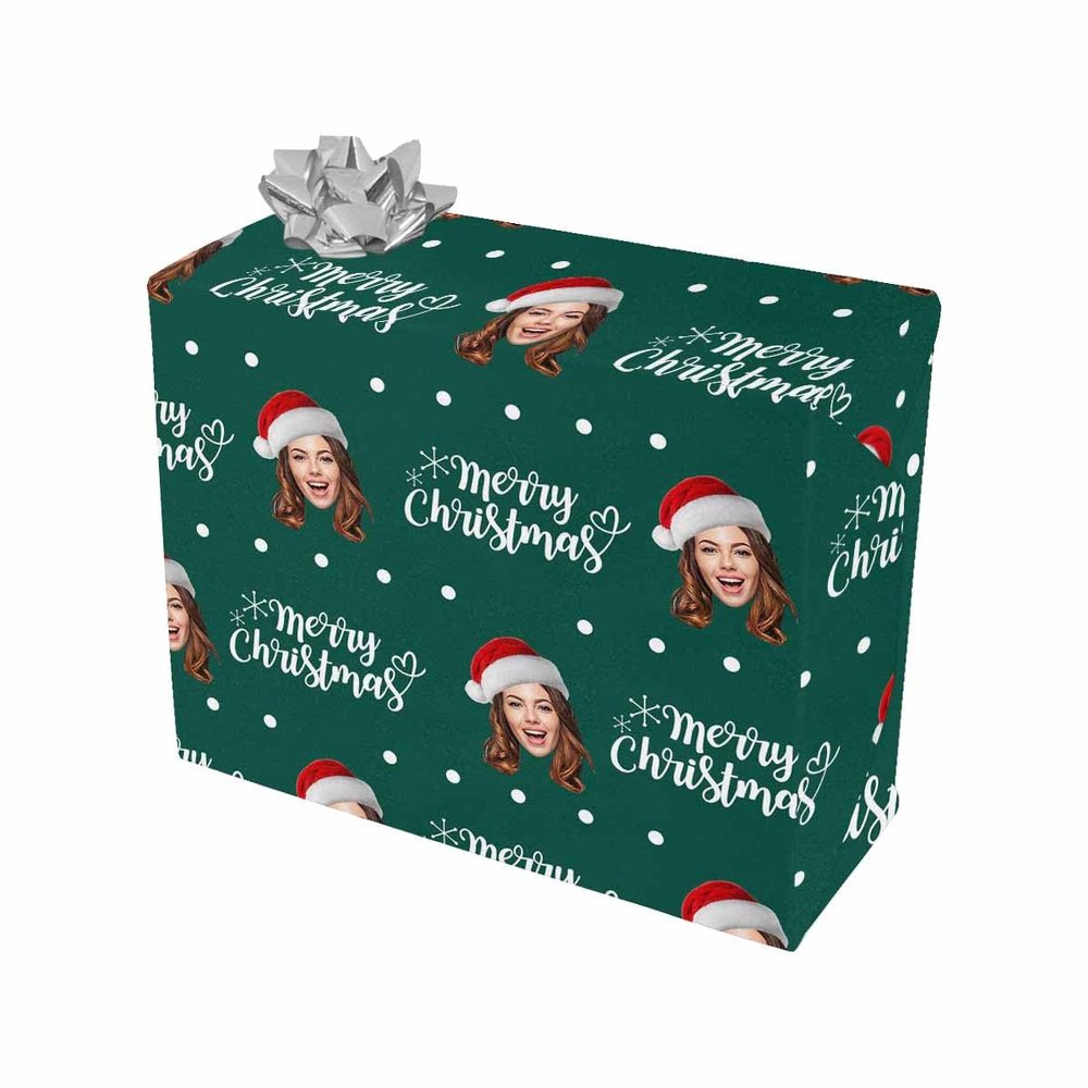 Custom Wrapping Paper with Face Personalized Christmas Wrapping Paper Customized Your Own Photo Gift Wrapping Paper Roll for Women Men Girls Boys Birthday, Holiday, Christmas Gifts