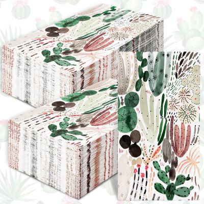 100 Pack Cactus Guest Napkins Summer Disposable Paper Napkin Watercolor Plant Dinner Hand Napkin for Home Kitchen Bathroom, 13 x 15.7 Inch