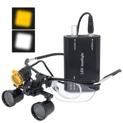 2.5X-3.5X Magnification Changeable Loupes DY-113 Binocular Magnifier + 3W LED Headlamp with Filter Belt-Clip