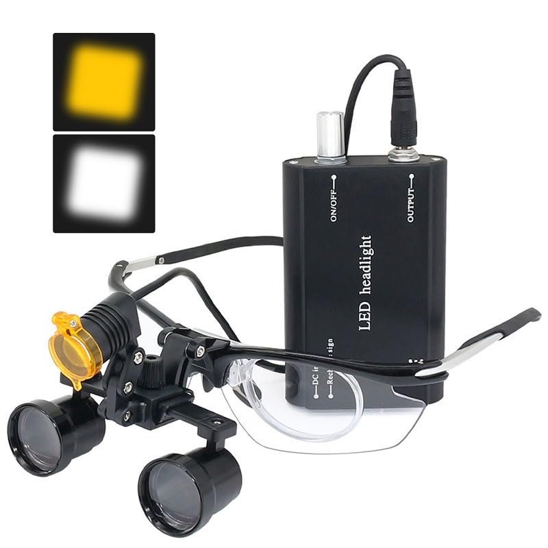2.5X-3.5X Magnification Changeable Loupes DY-113 Binocular Magnifier + 3W LED Headlamp with Filter Belt-Clip
