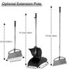 Long Handle Heavy Duty Broom and Dustpan Set, Outdoor and Commercial Upright Dustpan and Brush for Restaurant Garage Garden Yard Office,Black view 2
