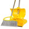 Long Handle Heavy Duty Broom and Dustpan Set, Outdoor and Commercial Upright Dustpan and Brush for Restaurant Garage Garden Yard Office, Yellow view 1