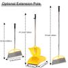 Long Handle Heavy Duty Broom and Dustpan Set, Outdoor and Commercial Upright Dustpan and Brush for Restaurant Garage Garden Yard Office, Yellow view 2