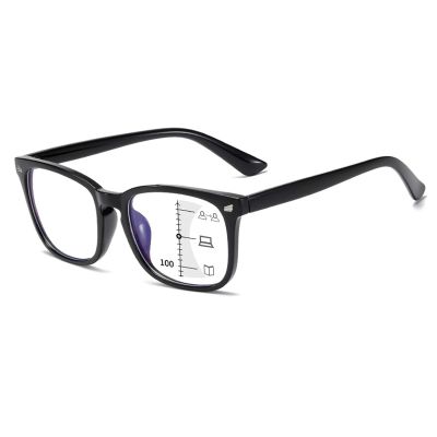 Stylish Progressive Multifocus Reading Glasses for Women Men, Blue Light Blocking Readers, Anti Glare Glasses (Color : Black, Size : 2.5x)
