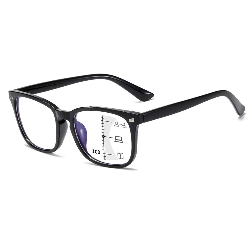 Stylish Progressive Multifocus Reading Glasses for Women Men, Blue Light Blocking Readers, Anti Glare Glasses (Color : Black, Size : 2.5x)