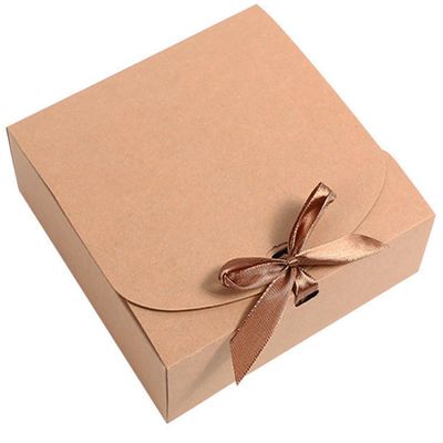 10 Present Gift Boxes, 16x16x5cm Rectangle Paper Gift Box with Lid & Bow Ribbon, Party Favor Bags Paper Presentation Boxes for Parties, Christmas, Birthday, Wedding, Packing Dress, Gloves, Soap etc