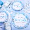 100Pcs Winter Snowflake Party Supplies Paper Plates and Napkins with Cups Set of 25 Blue Baby Shower Wonderland Party Dinner Tableware Set for Birthday Xmas Winter Holiday Table Decor view 3