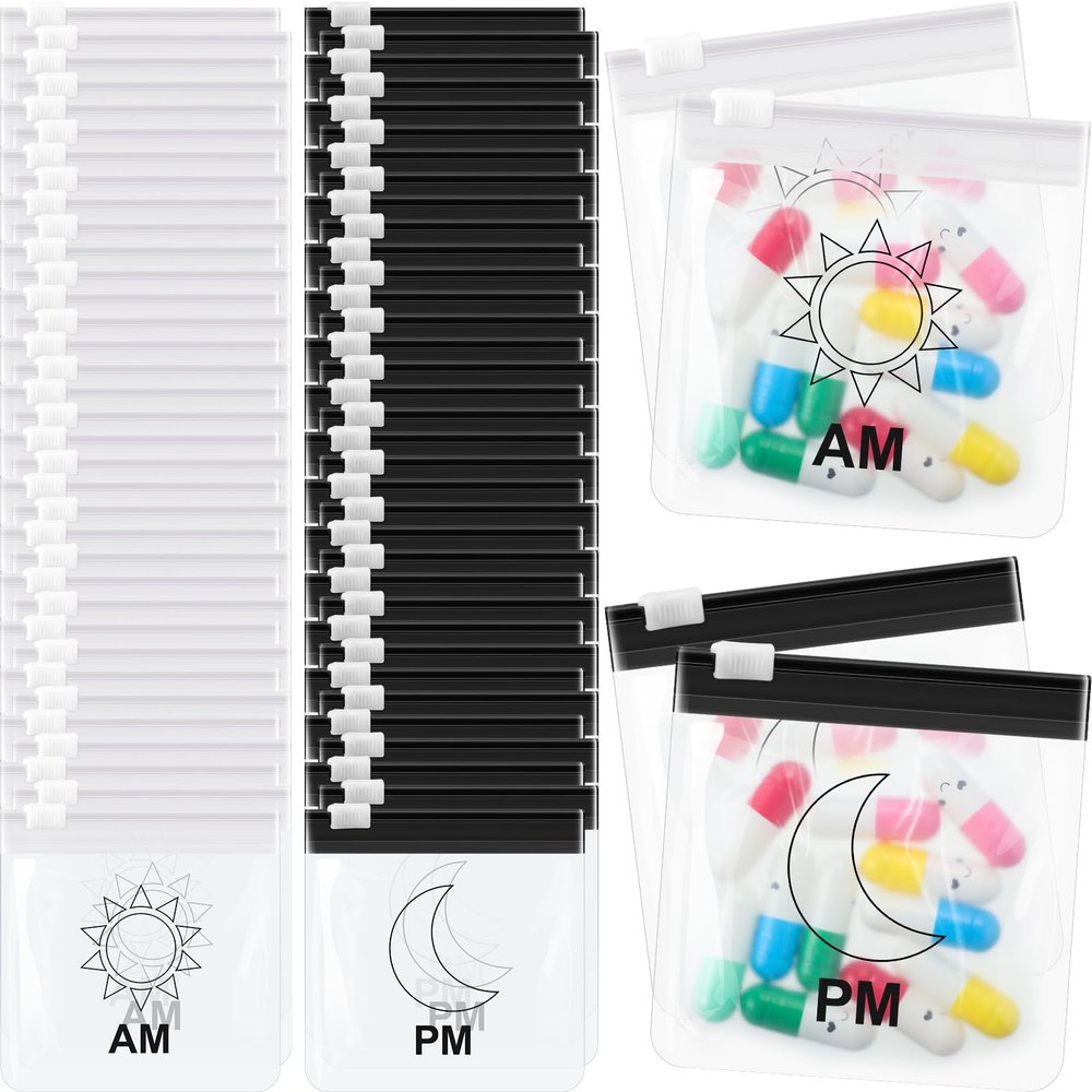 70 Pcs Weekly Pill Pouch Bags Zippered Reusable Medicine Organizer Set Self Sealing Medicine Organizer Travel Plastic Pill Bags with Slide Lock for Small Items Storage(Vivid Style)