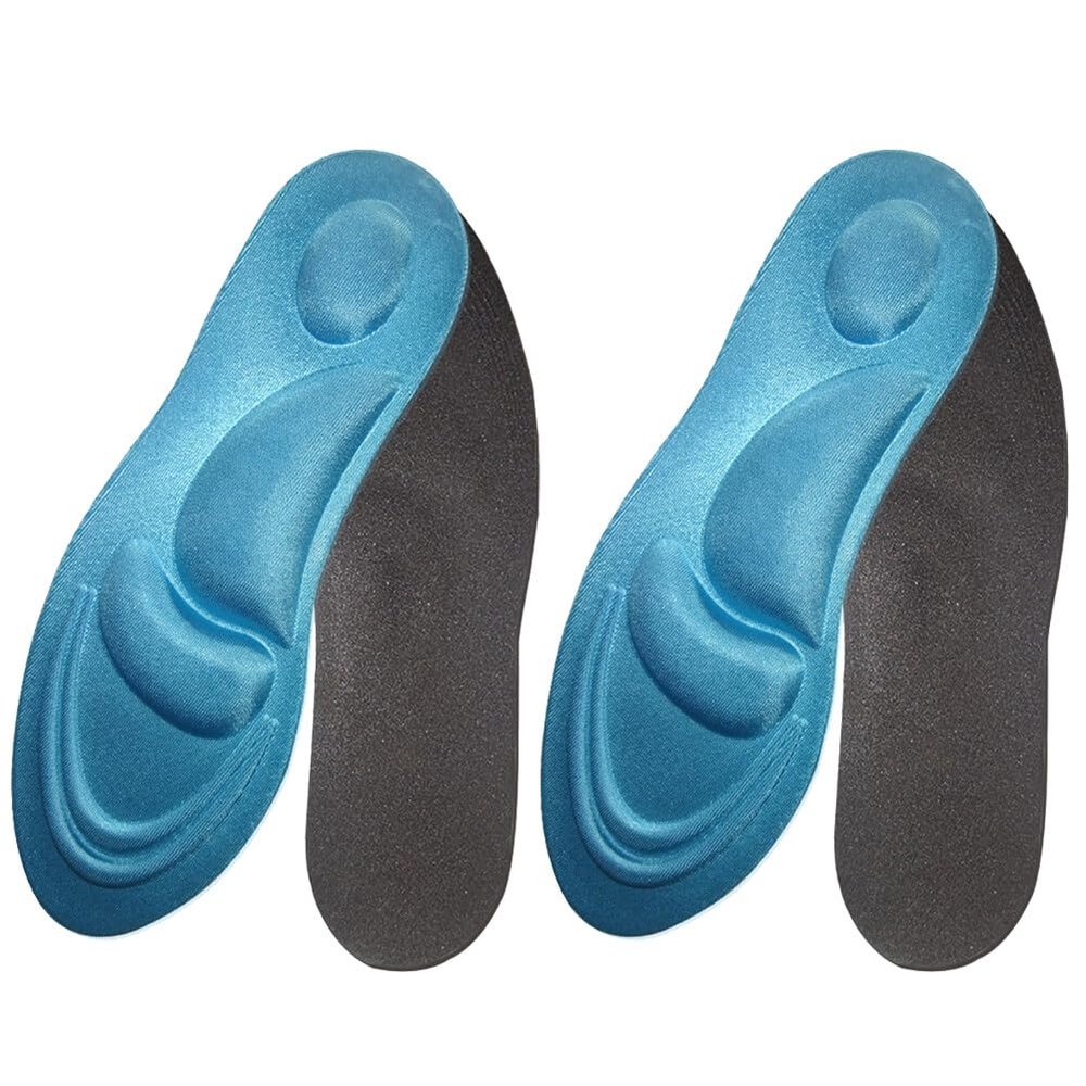 2 Pairs Breathable Shoe Insoles for Men Full Length Replacement Insoles 4D Arch Support Comfort Insole Replacement Insoles Flat Feet Orthotic Insert, Work Boot Shoe Insole