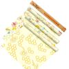 Noveread 3 Rolls Beeswax Wraps for Food 13'' x 59'' Bees Wax Wraps Reusable Bees Beeswax Storage Wrap for Food Sustainable Honeycomb Floral Organic Cotton Wrap for Bread Sandwich Cheese Fruit view 1