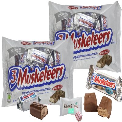 3 Musketeers Fun Size Bars, 10.48 Ounce (Pack of 2) | Great for Holidays, Birthday Party, Thanks Giving Christmas | Bundled with a Soko Smiles Thank You Mint.