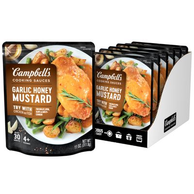 Campbells Cooking Sauces, Garlic Honey Mustard Sauce, 11 oz Pouch (Pack of 6)