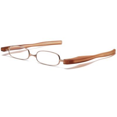 360 Foldable Portable Reading Glasses for Men and Women, Blue Light Blocking Readers, Ultra-light Alloy Frame Eyeglasses (Color : Brown, Size : 1.0x)