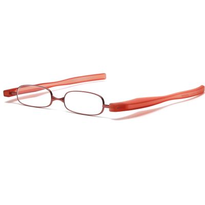 360 Foldable Portable Reading Glasses for Men and Women, Blue Light Blocking Readers, Ultra-light Alloy Frame Eyeglasses (Color : Orange, Size : 1.0x)