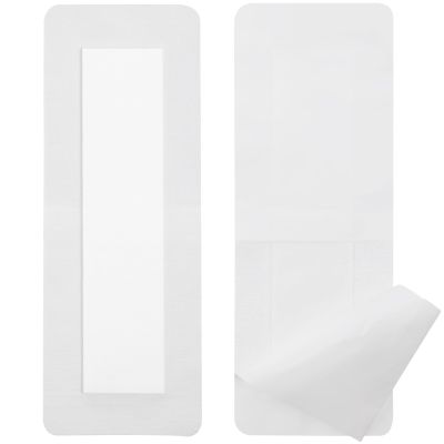 10 Pcs Long Gauze Pads Bandage Adhesive Island Dressing 4"x14" for C-Section Incision Tummy Tuck Post Abdominal Back Surgery Hysterectomy Recovery Breathable Bordered Wounds Cover
