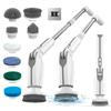 Leebein Electric Spin Scrubber, 2024 New Electric Scrubber with 4 Adjustable Angles and 8 Brush Heads, Shower Scrubber with Long Handle & Remote Control, Cleaning Brush for Bathroom, Tub, Floor(White) view 1