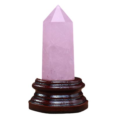 DECORN Large Healing Crystal Wand 4in Crystal Tower 6 Faceted Single Point Crystal Prism Wand Natural Quartz Stones for Meditation Reiki Chakra Therapy Home Decor Gift,Rose Quartz