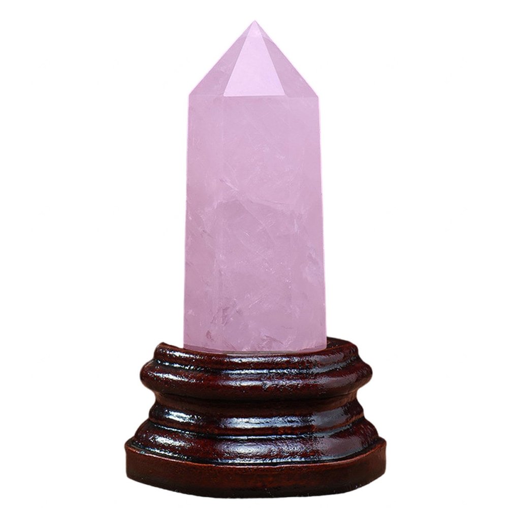 DECORN Large Healing Crystal Wand 4in Crystal Tower 6 Faceted Single Point Crystal Prism Wand Natural Quartz Stones for Meditation Reiki Chakra Therapy Home Decor Gift,Rose Quartz