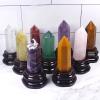 DECORN Large Healing Crystal Wand 4in Crystal Tower 6 Faceted Single Point Crystal Prism Wand Natural Quartz Stones for Meditation Reiki Chakra Therapy Home Decor Gift,Rose Quartz view 4