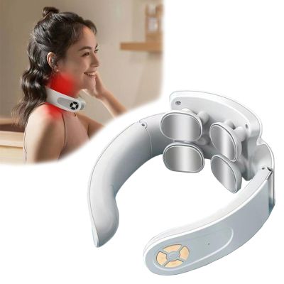 Cervical Spine Massager, Rechargeable Wireless Cervical Spine Massager with 4 Massage Heads for Neck - 5 Modes & 9 Intensities of Massage Modes 42 C Cconstant Temperature Heating for Elders Family