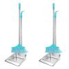 2-Pack Stainless Steel Dust Pan and Broom Set, Long Handled Upright Heavy Duty Dustpan for Lobby Floor, Yard, Home, Kitchen, Office Use view 1