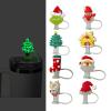 0.4" Luminous Straw Cover Cap for Stanley 30&40 oz Tumbler Cups, Glow in the Dark 8 Pcs 10mm Wide Cute Silicone Straw Topper Tips Lids Protectors for Compatible with Stanley Accessories - Christmas view 1