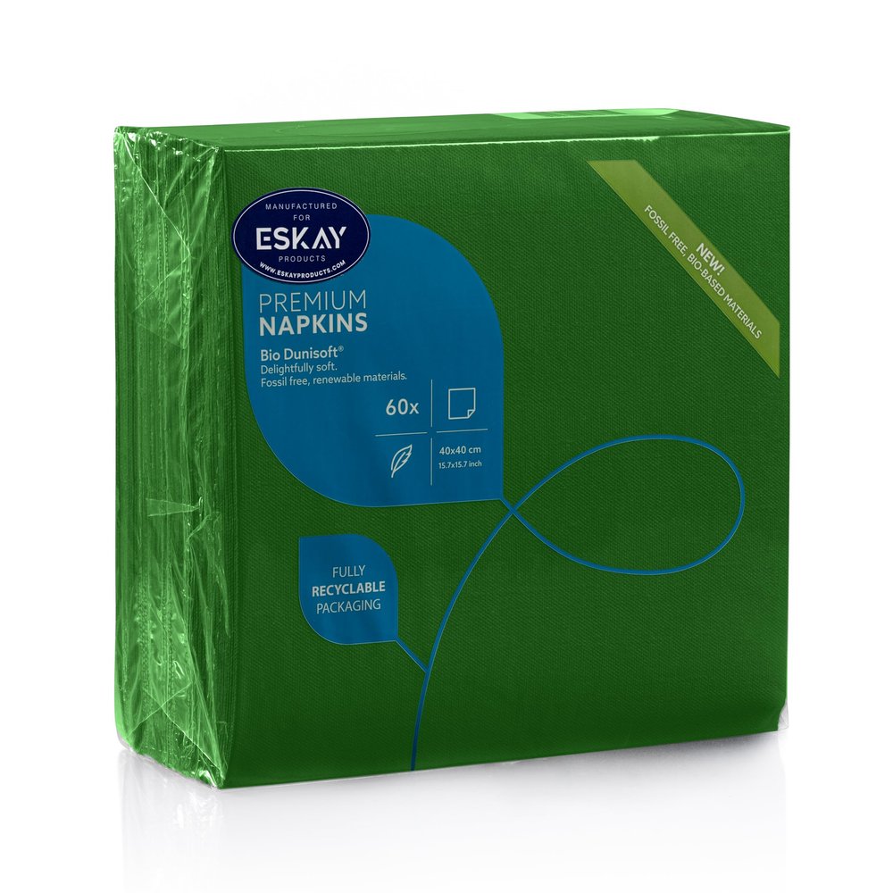 Leaf Green Linen-Feel Dinner Paper Napkins, For Dinners Parties and Catering Supplies, Disposable and Fully Biodegradable Airlaid Napkins, 60 Pack