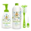 LuxProdX Baby ganics 16 Ounce Dish Dazzler Foaming Dish and Bottle Soap with Refill Kit BUNDLED with Two (2) Bottle Brushes BONUS view 1