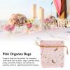 100 Pieces Moon Star Organza Jewelry Candy Bags, Pink Organza Pouch Small Gift Bags with Drawstring for Christmas Party Favors Wedding Valentine's Day view 3