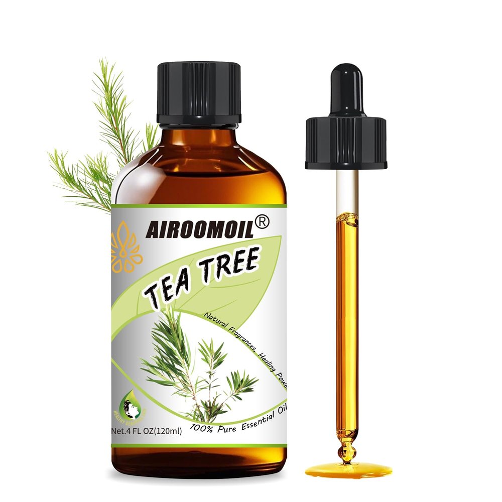 Airoomoil Tea Tree Essential Oil for Skin Muscle Hair Shampoo Body Wash Nails Aroma Natural Diffuser Oil 4 Fl Oz