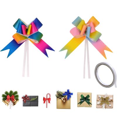 [20 Pcs] Wrap Pull Bows Gift Bows with Ribbon Bows for Gift Basket Gift Bag Box Wrapping Decor Christmas Birthday Valentines Day Anniversary Wedding Present Decoration Supplies (2 Colors)