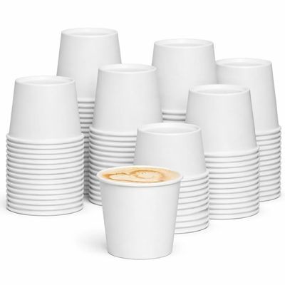 1ABOVE 100 Pack White Disposable Paper Cups, 100% Natural and Recyclable Hot and Cold Drink Cups, Perfect for Homes and Office (6OZ)