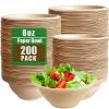 Tiaiidi 200 Pack Compostable Natural Paper Bowls,8 oz Disposable Paper Bowls,Eco-Friendly Sugarcane Bowls,Heavy Duty Small Bagasse Bowls for Salad,Snack,Soup,Party Serving Treats view 1