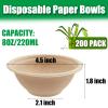 Tiaiidi 200 Pack Compostable Natural Paper Bowls,8 oz Disposable Paper Bowls,Eco-Friendly Sugarcane Bowls,Heavy Duty Small Bagasse Bowls for Salad,Snack,Soup,Party Serving Treats view 2