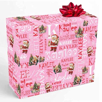 InterestPrint Custom Christmas Wrapping Paper with Name, Snowflake Christmas Tree Paper for Gift Wrapping Customized Monogram Wrap Paper for Baby Shower Birthday 58x23 1 Roll