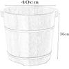 Wood Foot Bath Bucket Wooden Foot Basin Wooden Foot Washing Barrel Home Pedicure Basin Foot Acupuncture Point Massage Bucket Oak Foot Tub 36cm High with Massage Particles Improve Sleep Health Care G view 2