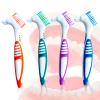 Haikole Denture Brush,4PCS Denture Toothbrush,Dentures Cleaner Brush for Dental Devices,Mouth Guard, False Teeth,No-Slip Handle Dental Appliance Cleaning Brushs (4 Colors 4pcs) view 1