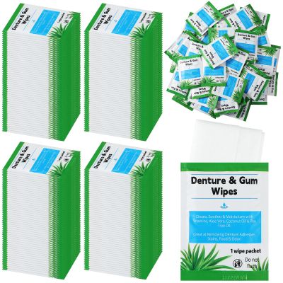Timgle 200 Pcs Denture Cleaning Wipes Refreshes Mouth Deep Cleaning Wipes for Remove Denture Adhesive, Food Debris, Stains and Odor