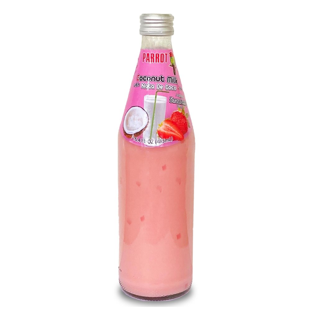 Parrot Coconut Milk With Nata De Coco Drink Strawberry 485ml 16.4 fl.oz Pack of 6