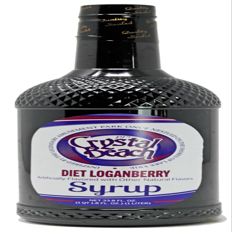 Crystal Beach Diet Loganberry Syrup, Sugar-Free, Unique Flavor Combination of Raspberry and Blackberry 1 Liter, 33.8 Oz (Pack of 1)