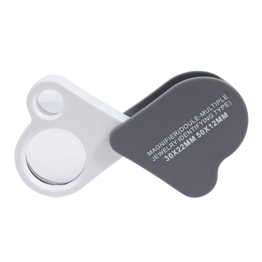 30X 50X Glass Double Lens Eye Loupe Pocket Magnifier Handheld Lens for Jewelry Coin Inspection Folding Hand Lens 30x 50x Glass Double Lens Eye Loupe Pocket Magnifier