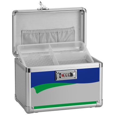 Medicine Storage Box with Code, Empty First Aid Box with Size 10 * 6 * 6.7, Safe Medication Storage Organizer for Home, Outdoor, Dorm- Silver