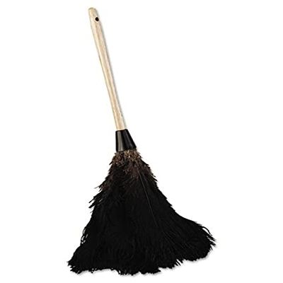 212 Main Professional Ostrich Feather Duster with 10 Inch Wood Handle - Black
